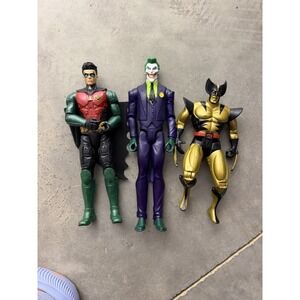 DC & Marvel Action Figure Lot Joker Robin Wolverine 10-12" Figures Mixed Lot